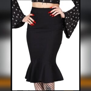 Killstar Black Pencil Mermaid Hem Skirt